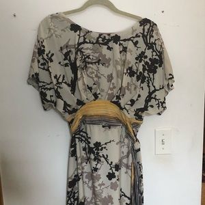 Cherry blossom print dolman sleeve long dress